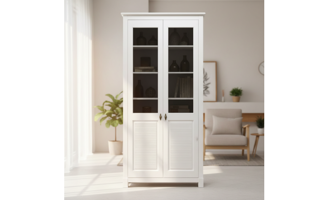 Витрина Рауна 20 из массива сосны (белый воск/Dark Grey)